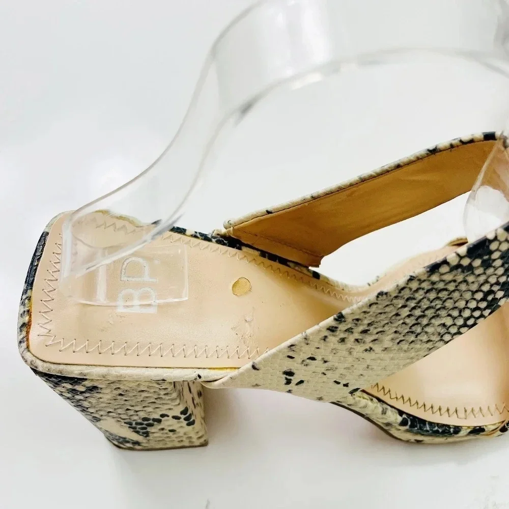 BP Karly Sandals Block Heel Snake Crocodile Print Platform Slide‎ Size 9